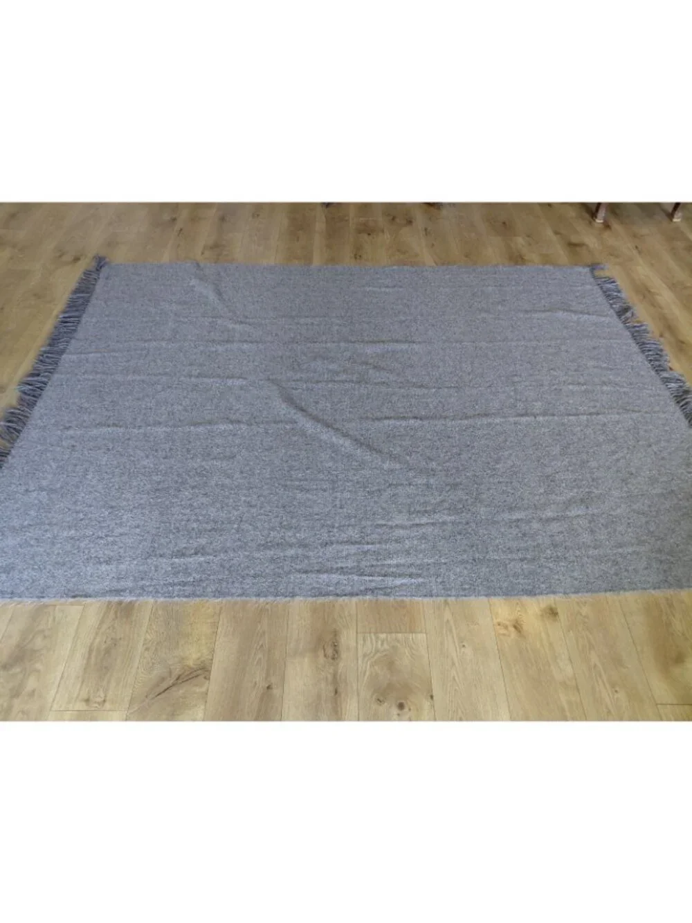 Restoration Hardware Alpaca Boucle Weave Metallic Fringe Throw Grey 96
